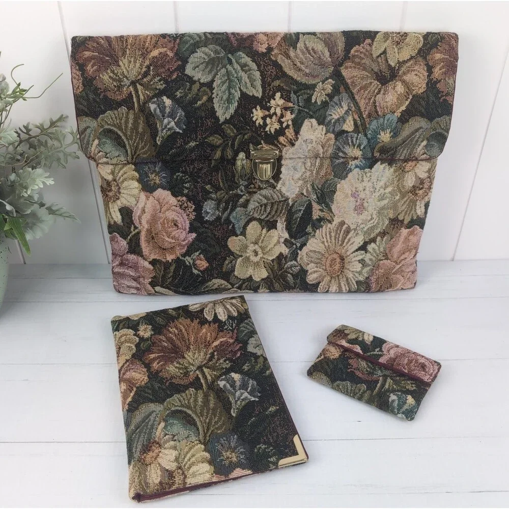 Vintage Charles of Laguna Floral Tapestry Laptop Bag & Accessories Grannycore